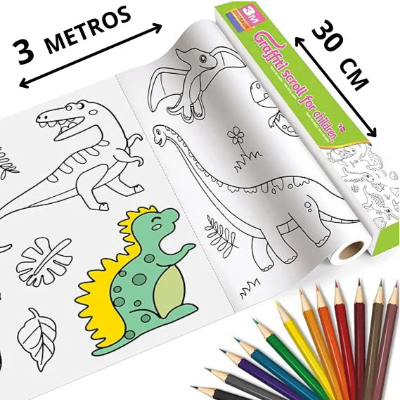 🔥 ¡LLEVA 2 Y SOLO PAGA 1! Rollo Gigante para Colorear de 3 Metros 🎨